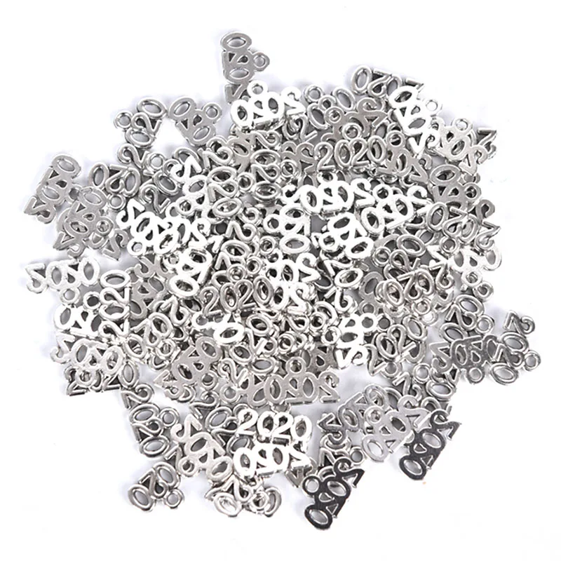 Новинка 100 шт./лот подвески из сплава с буквами 2020 серебряные и золотые Плавающие