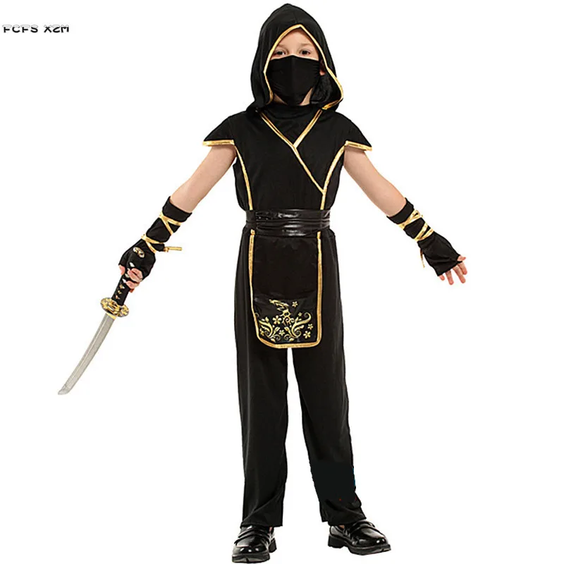 

Boys Halloween Ninja Costumes Kids Children Warrior Cosplay Carnival Purim parade Masquerade Stage Role Play party dress