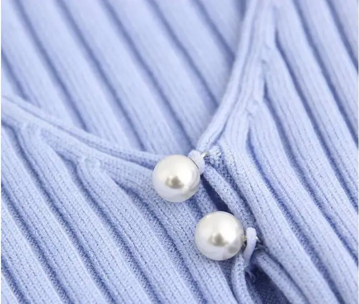 2020 Autumn New Stylish Knitting Single Breasted Pearl Cardigan Sweater Woman Deep V-neck Long Sleeve Jumper Kleding Jerseis |
