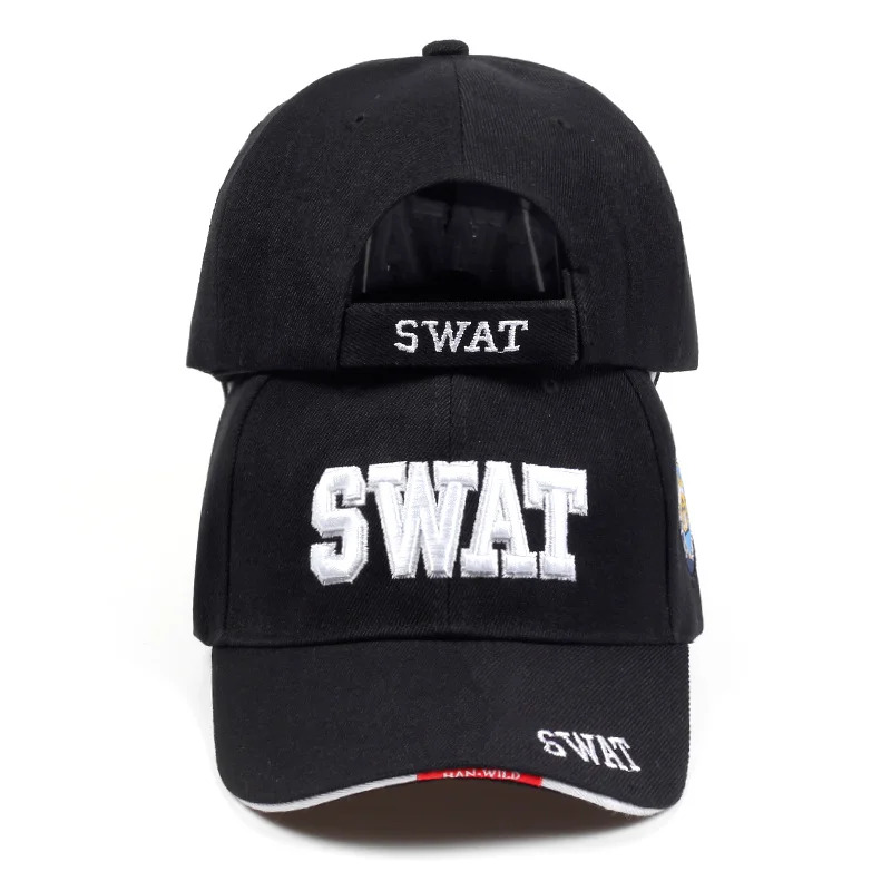 Мужская тактическая бейсболка s брендовая бейсболка с надписью "SWAT" Кепка SWAT Snapback Кепка s хлопковая Регулируемая Gorras Planas Man - Цвет: Черный