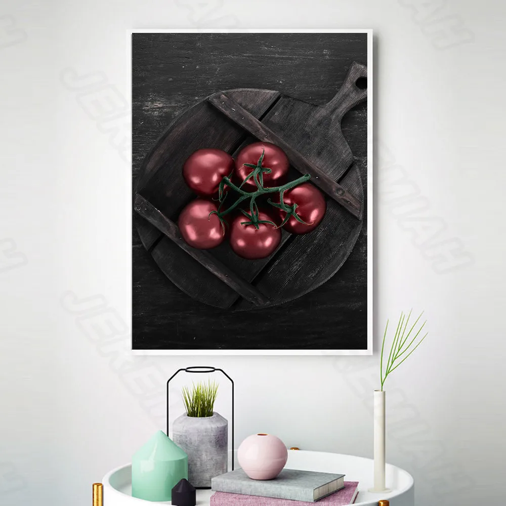 

Apple Strawberry Pomegranate Poster Nordic Style Wall Art Canvas Print Painting Modern Kitchen Decoration