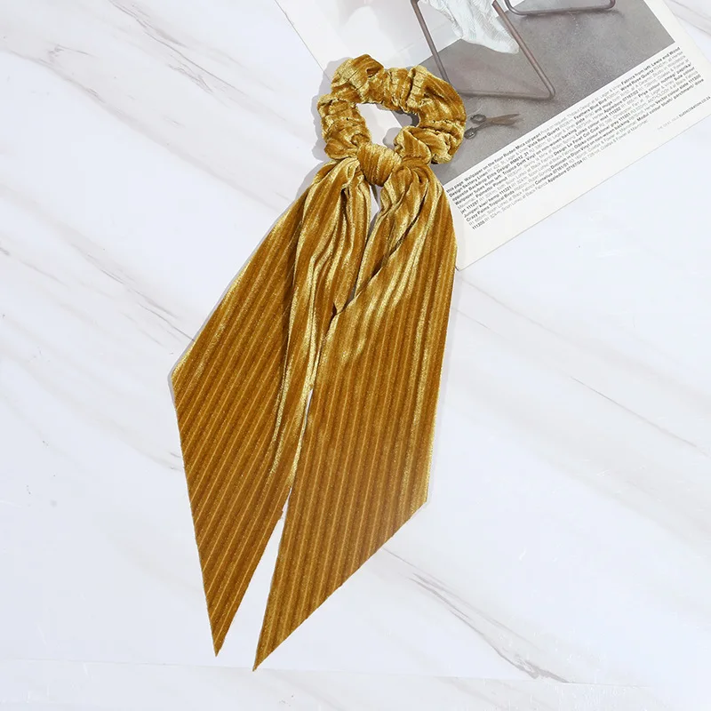 

2021 New Arrival Corduroy Striped Bow Hair Scrunchies Women Hair Tie Rope Rubber Bands Ponytail Holder Hair Accessories