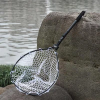 leo telescopic collapsible fishing nets aluminum alloy fishing tools small mesh foldable landing net pole casting network trap