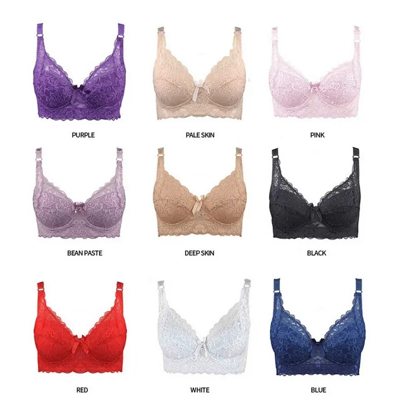 

2021 Hot Sale Plus Size Sports Bra Ultrathin Lace Bralette For Woman Push Up Brassiere Adjustable Full Cup Bras Underwear Girls