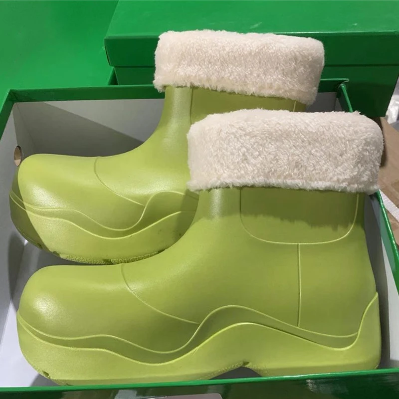 

Ботинки женские меховые, на высоком каблуке, с большим носком, водонепроницаемые