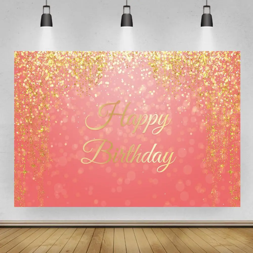 

Royal Blue Curtain Glitter Happy Birthday Photography Backdrop Light Bokeh Newborn Kids One Year Event Party Table Background