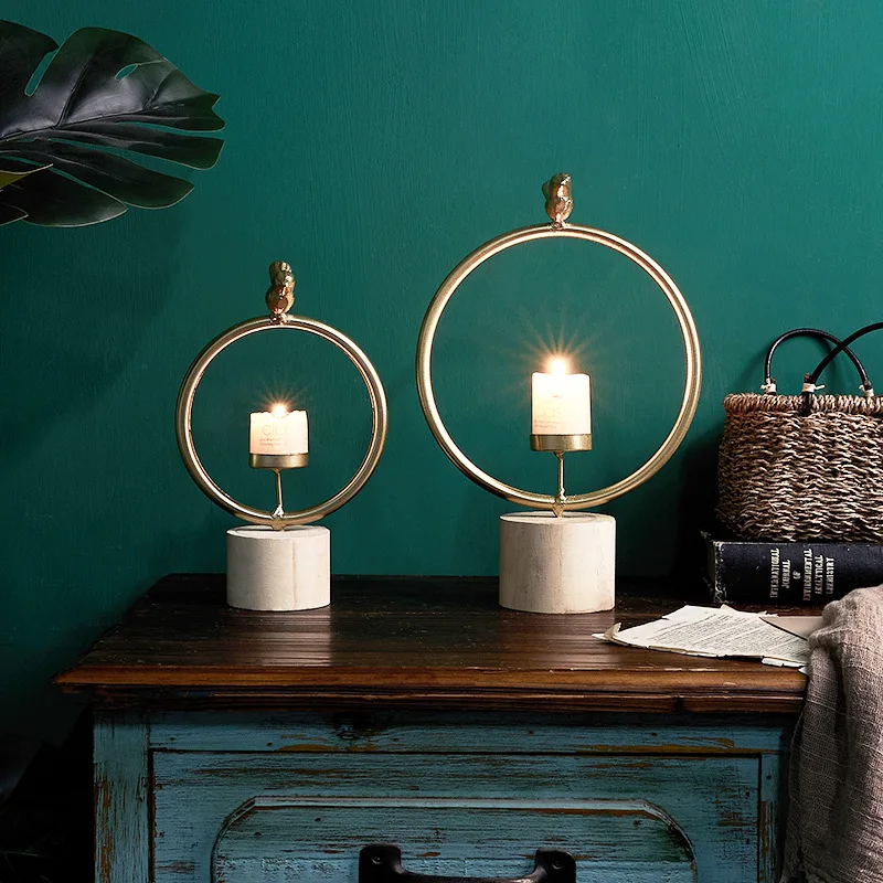 

Nordic Creative Simple Iron Candle Holder Living Room Wine Cabinet Barbecue Restaurant Desktop Personality Decoration