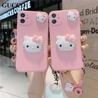 sanrio hello kitty fashion cute 3d kt cat case for iphone 13 12 11 pro mini xr x xs max 7 8 plus se 2020 6 6s cover women coque