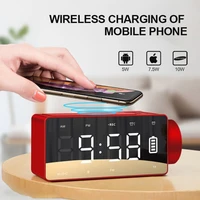 s91s new wireless bluetooth speaker bedroom bedside speaker supports mobile phone wireless charging clock projection tf card fm