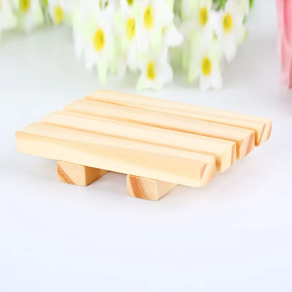 Держатель для хранения мыла Деревянный чехол слива мыльницы Простая подставка