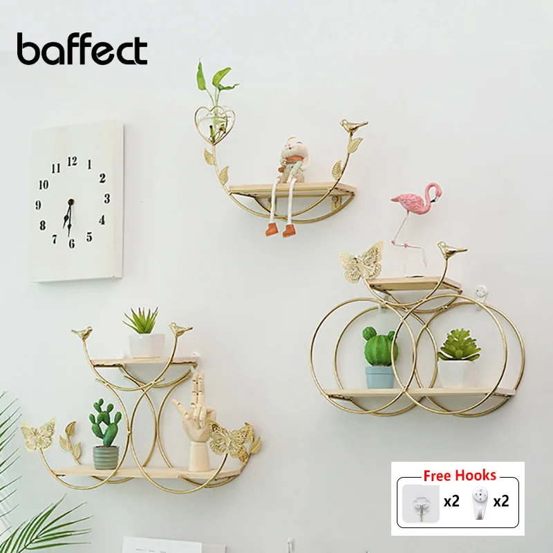 Baffect настенная декоративная полка, железные настенные полки, домашний декоративный органайзер, держатели для хранения, декоративная настенная полка для гостиной