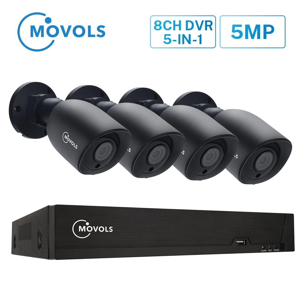 Movols 5MP система видеонаблюдения 8CH H.265 DVR 4 шт. 2592*1944 HD камера безопасности комплект Внутренняя/наружная IR-cut P2P система видеонаблюдения