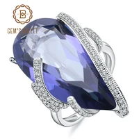 gems ballet 20ct natural iolite blue mystic quartz ring 925 sterling silver vintage cocktail rings for women fine jewelry