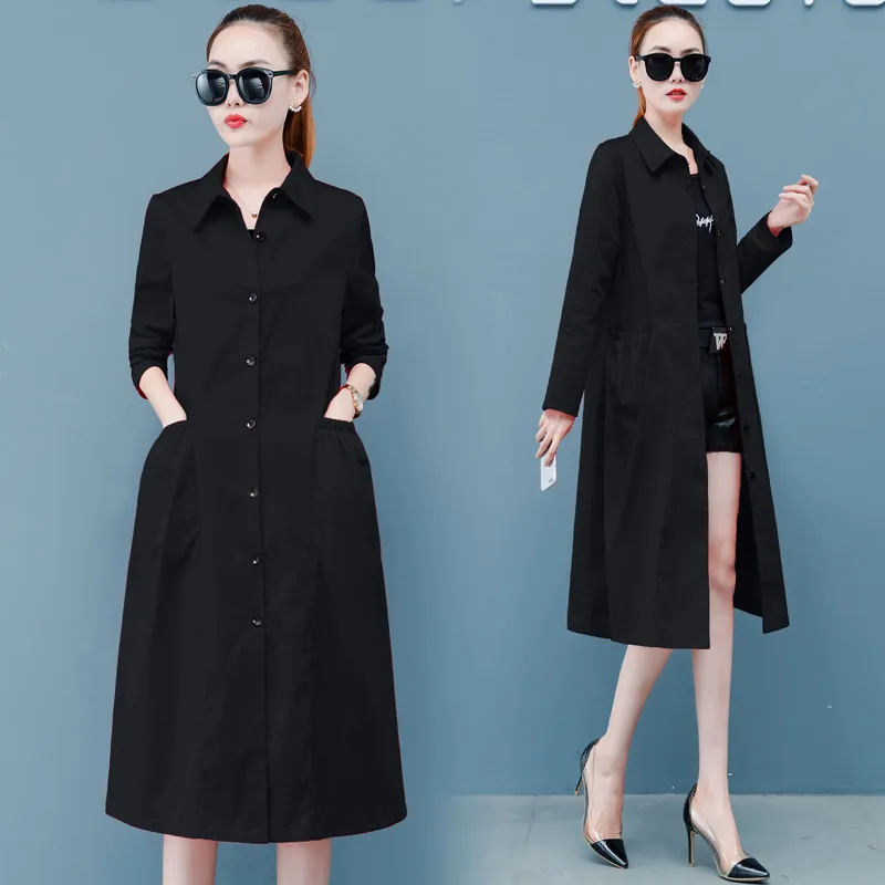 Тренчкот женский тонкий однобортный свободный с воротником-поло A3211 2020 | Женская