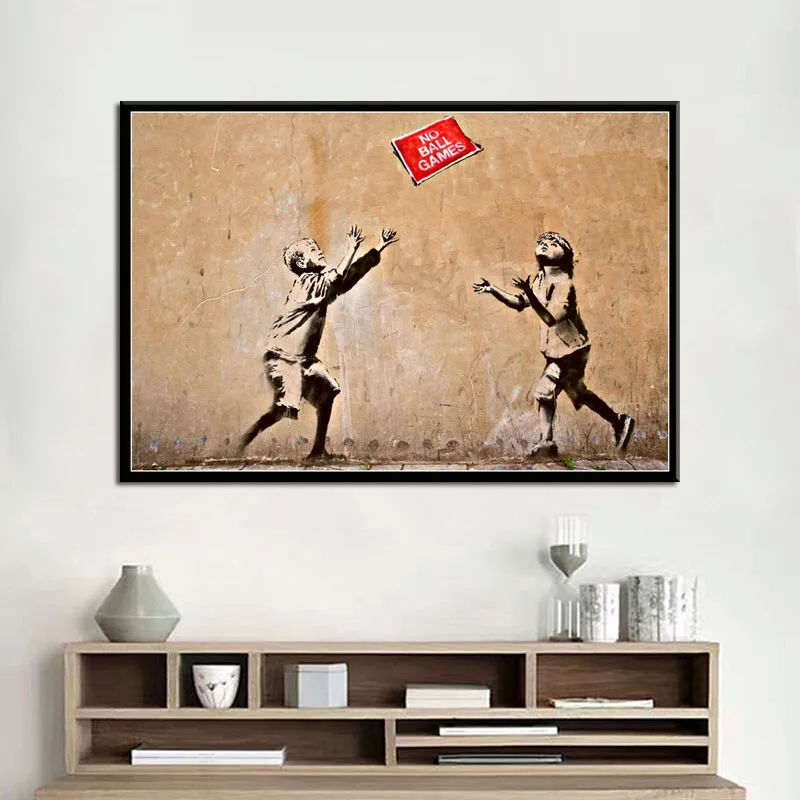 Banksy граффити современное искусство уличное искусство Искусство Живопись Шелковый Холст плакат настенный домашний декор