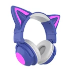 Беспроводная гарнитура ZW068 Bluetooth 5,0 с HD микрофоном, с кошачьими ушками, мигает светодисветодиодный, подарок для девочки