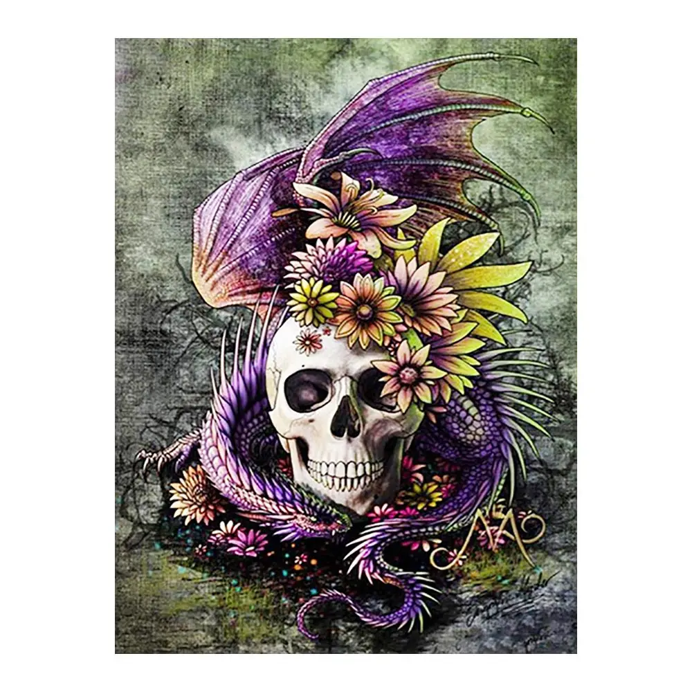 

Цветочный Череп Хэллоуин Алмазная картина круглая полная дрель Nouveaute DIY мозаика вышивка 5D Вышивка крестом домашний декор подарки