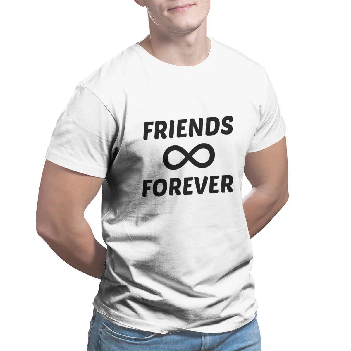 

FRIENDS FOREVER funny T-Shirt 100% Cotton Black Punk Tops Retro T-shirt 23958
