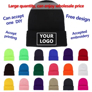 Imported DIY Personality Design Custom LOGO Autumn Winter Solid Color Knit Hats Skullies Beanies For Child Ki