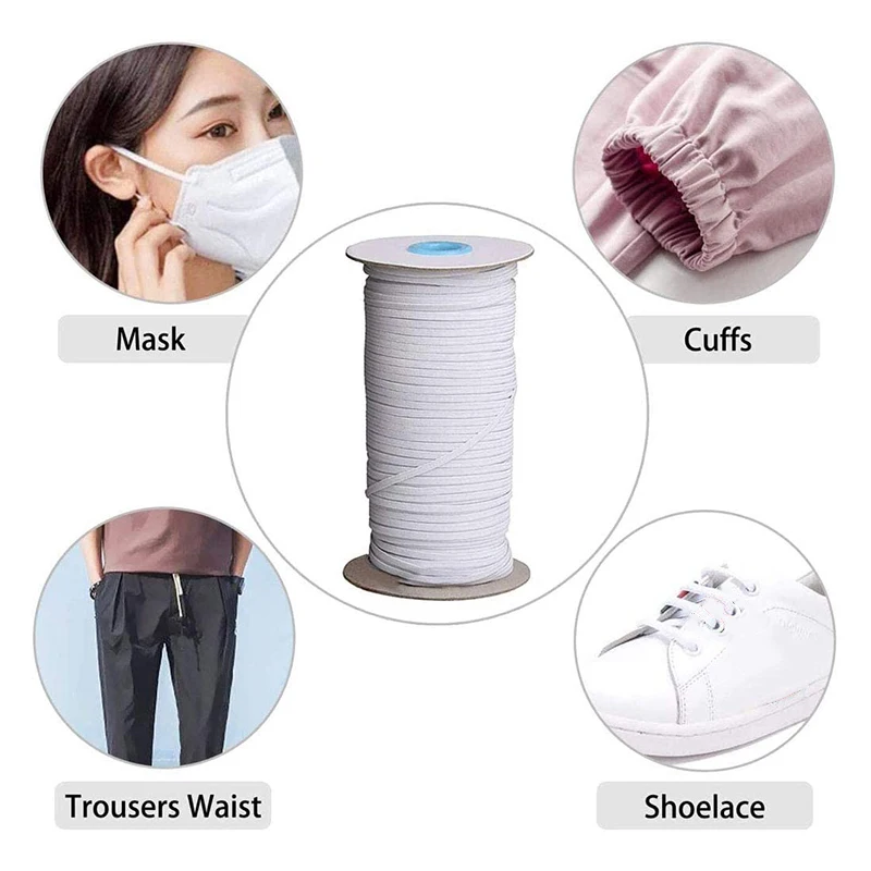 

2020 Hot 70/100/200 Yards Briaded Elastic Band Rope 6mm Heavy Stretch High Elasticity Knit Spool for Sewing Crafts ED889