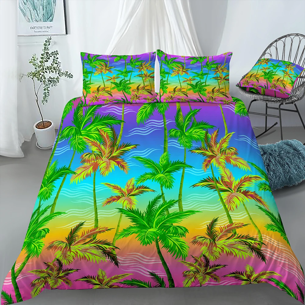 Набор постельного белья в нордическом современном стиле с принтом листьев