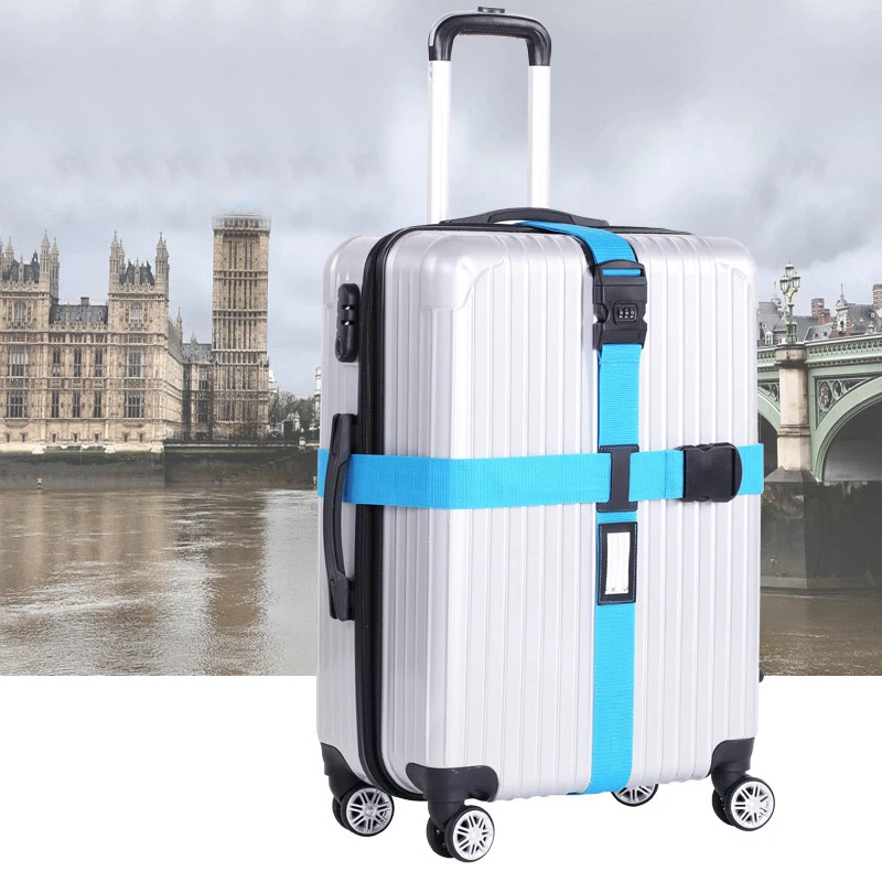 Adjustable Luggage Belt Suitcase Strapping Box Accessories Cross Belt Packaging Trolley Case Nylon 3-digit Code Lock Belt Tag