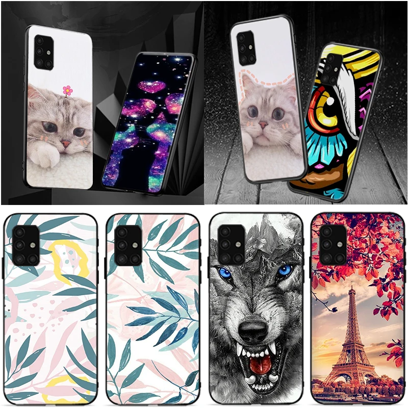 

Animal Wolf Phone Case For Samsung Galaxy A51 A71 A52 A72 4G 5G Love Cat Coque Soft TPU Funda