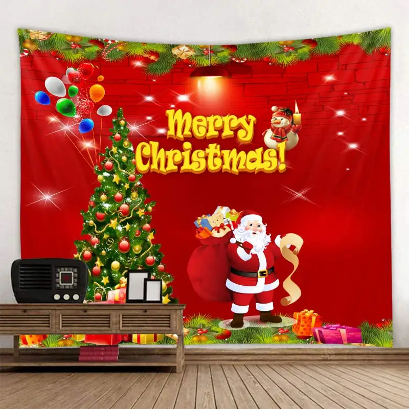 

Christmas Day Decorative Print Tapestry Bedroom Living Room Wall Hanging Banner Flag Home Decor Xmas Mat for Christmas New Year
