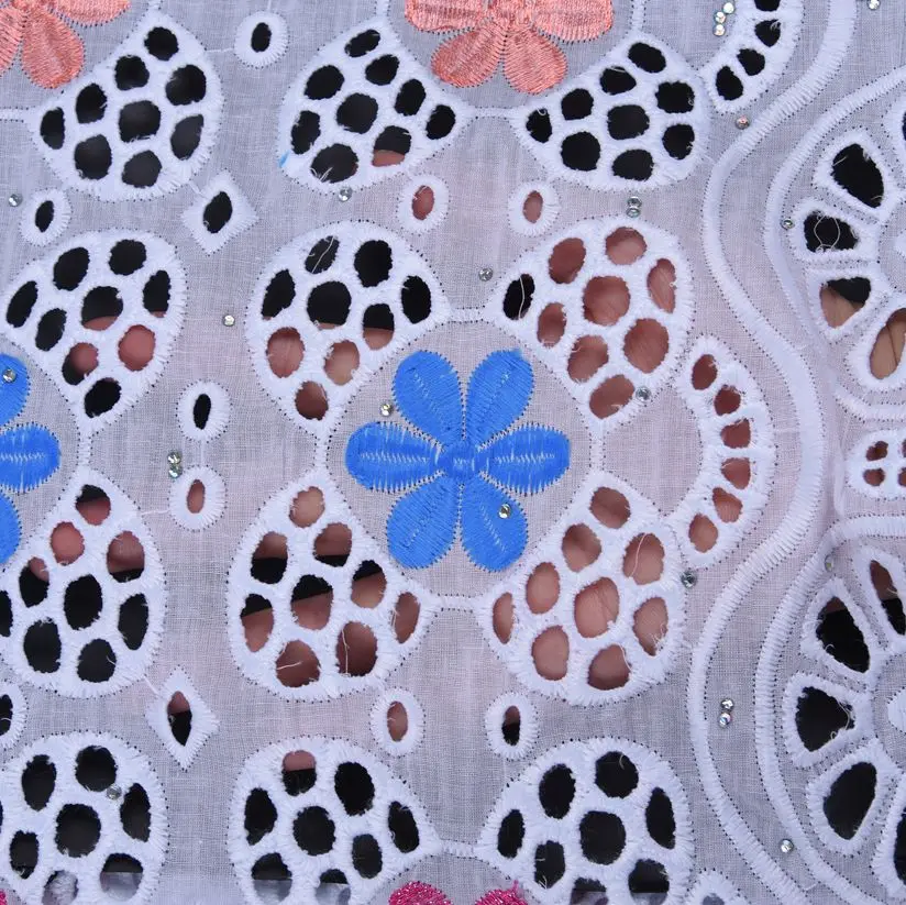 Африканская нигерийская ажурная кружевная ткань Высококачественная хлопковая с