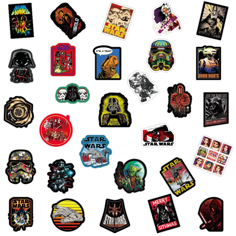 103050100pcs star wars cartoon stickers aesthetic diy water bottle bicycle phone helmet classic toy gift decals kid sticker free global shipping