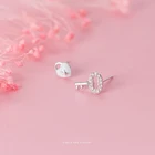 COLUSIWEI натуральная 925 стерлингового серебра Сияющий прозрачный CZ ключ и сердце замок асимметричные серьги-гвоздики для женщин, для свадьбы, хорошее ювелирное изделие