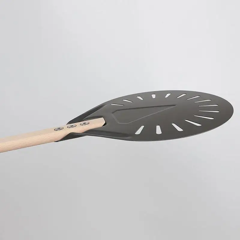 

Pizza Turning Small Peel Paddle Short Round Baking Tool Non Slip Wooden Handle 7 8 9 inch Perforated Pizza Shovel Aluminum