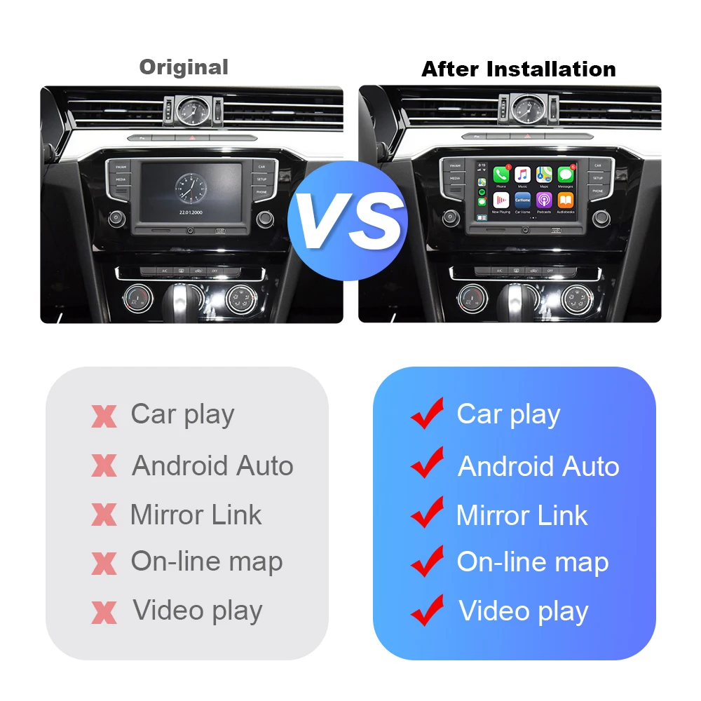 $202.53 ISUDAR For Apple Carplay Wireless Module Video Android Auto For Audi/Volkswagen/Skoda/Seat/Golf/Passat/SUPERP-B/Ibaiza MIB MIB2