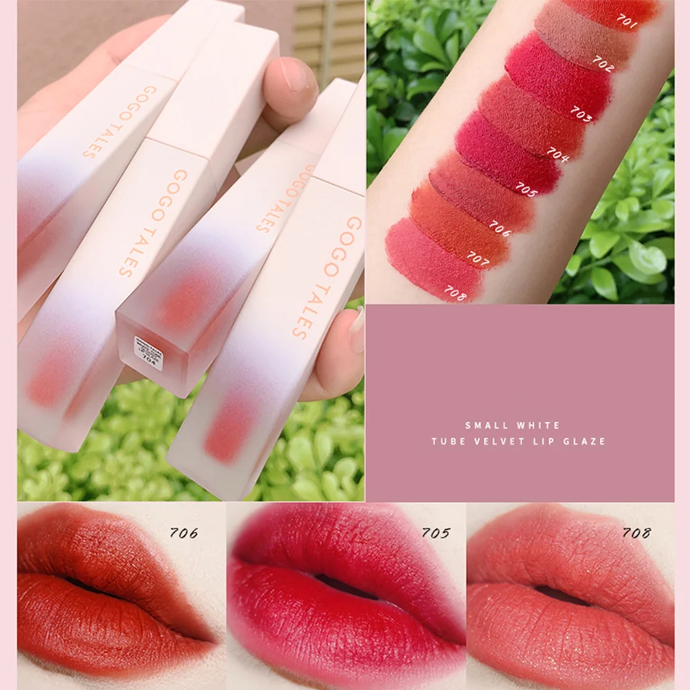 

Makeup White Tube Lipstick Lip Glaze Air Velvet Matte Matte Lip Gloss Long Lasting Waterproof Colorfast Beauty Cosmetics