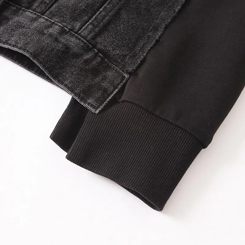 

Fashion Women Faux Fur Collar Denim Jacket Single Breasted Loose Fit Boyfriend Jeans Coat Patchwork Casual Streetwear Jackets