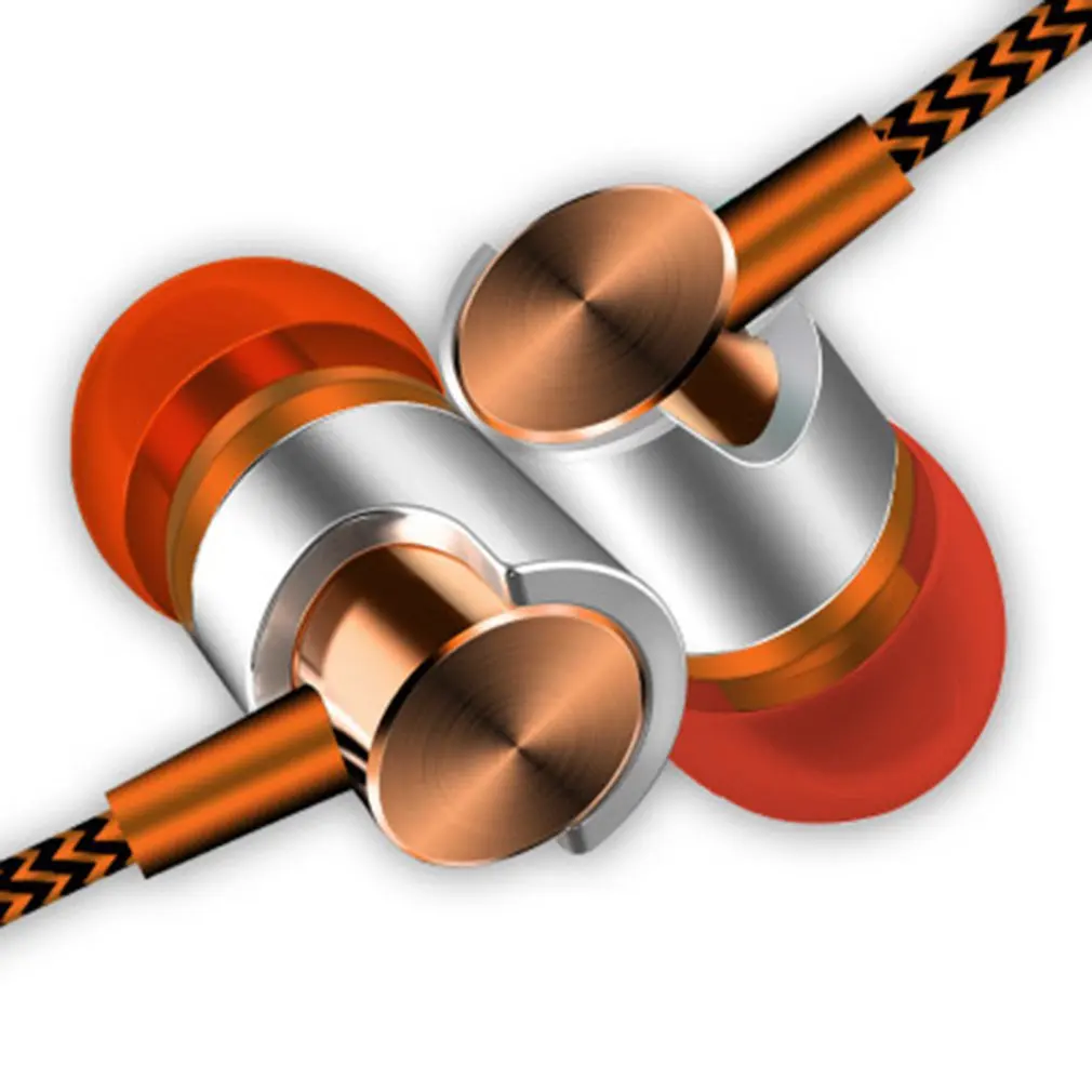 

3.5mm In-Ear Stereo Handset Heavy Bass Nylon Weave Cable Sturdy Tensile Earphones With Microphone Universal Portable Headphones