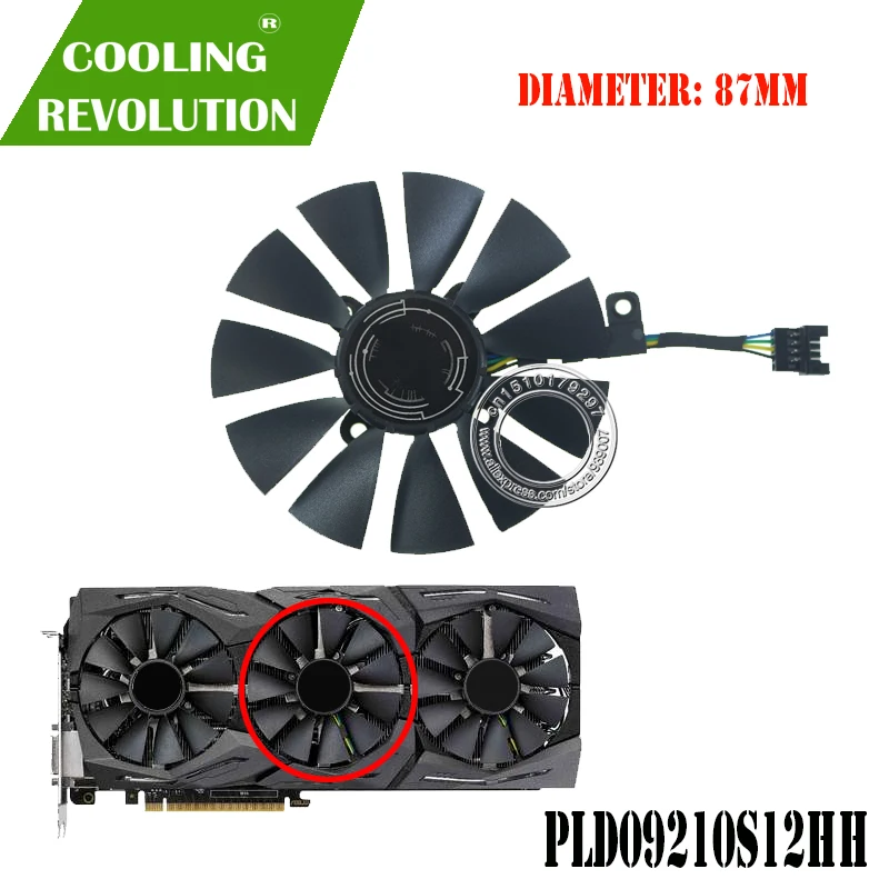 87MM PLD09210S12HH GTX 980 Ti R9 390X 390 1060 1070 1080 RX 480 RX480 Graphics Card Cooling Fan For ASUS |