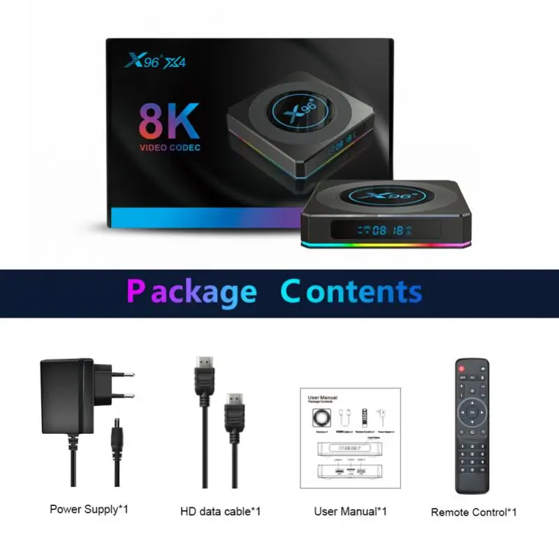 Приставка Смарт-ТВ X96 X4 S905X4 Android 11 4 ГБ 64 8K 2 4G и телефон Wi-Fi 802.11ac BT медиаплеер