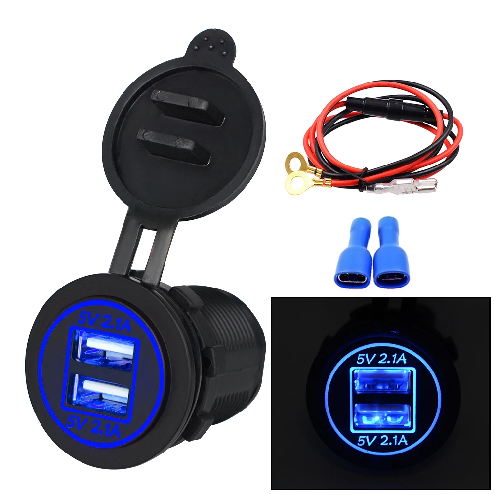 1 DC12-24V двойной USB зарядное устройство 5 В 2.1A водонепроницаемый мобильный телефон зарядное устройство для машины, лодки, мотоцикла аксессуары - Цвет: 1