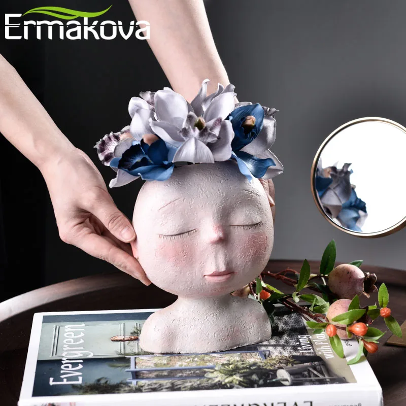 ERMAKOVA Скандинавская Смола ваза для головы человека художественная Цветочная