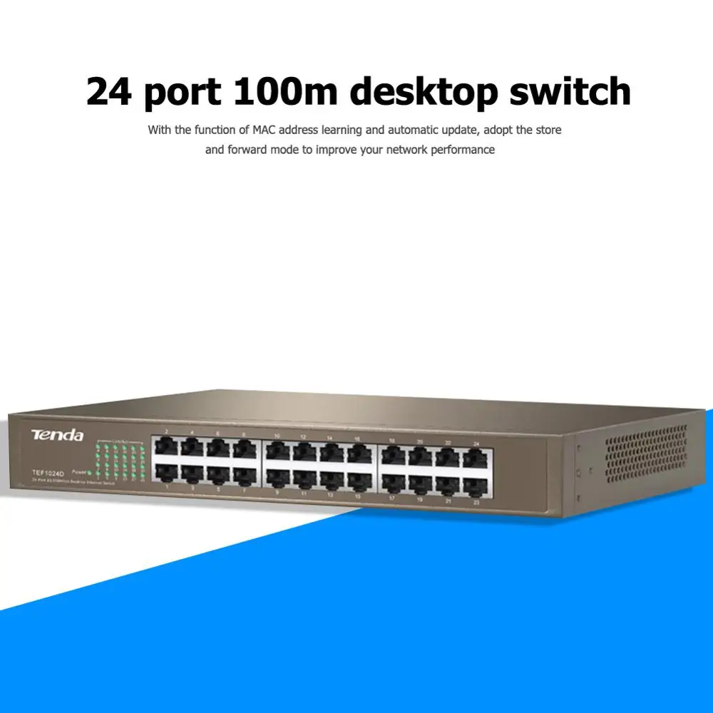 Tenda TEF1024D 24 Порты 10/100 Мбит/с переключатель 4 8 Гбит/с Ethernet сетевой коммутатор Gigabit LAN