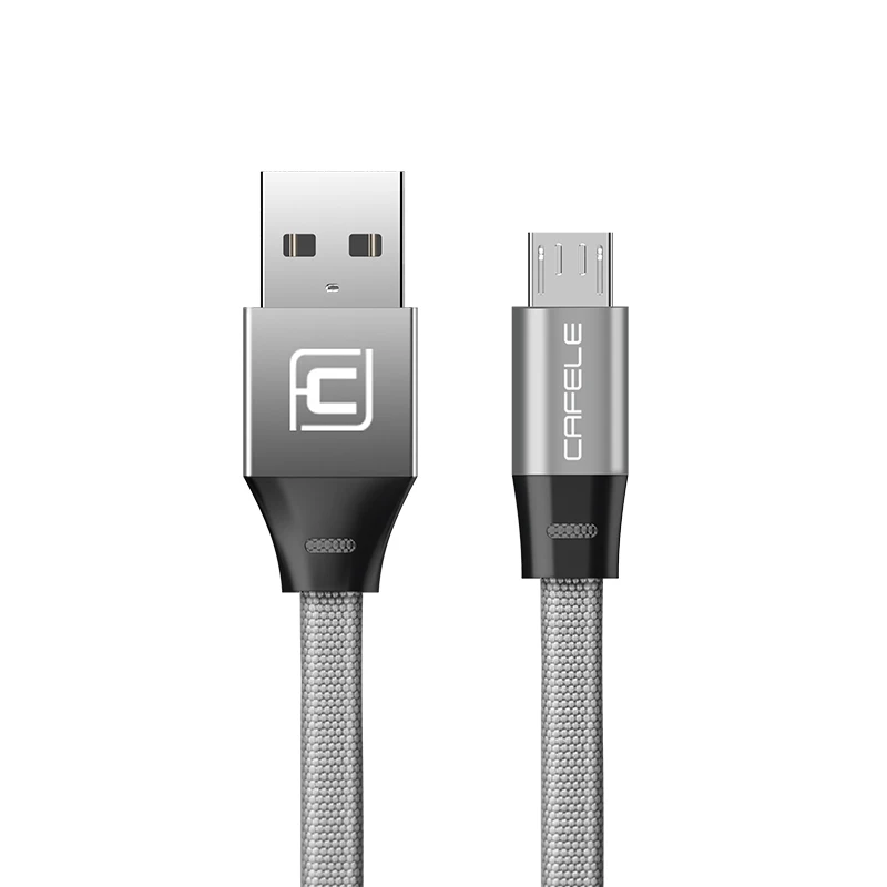 Cafele Micro USB кабель для Xiaomi samsung huawei LG быстрое зарядное устройство сплав Разъем для Android мобильного телефона usb зарядный шнур - Цвет: Grey