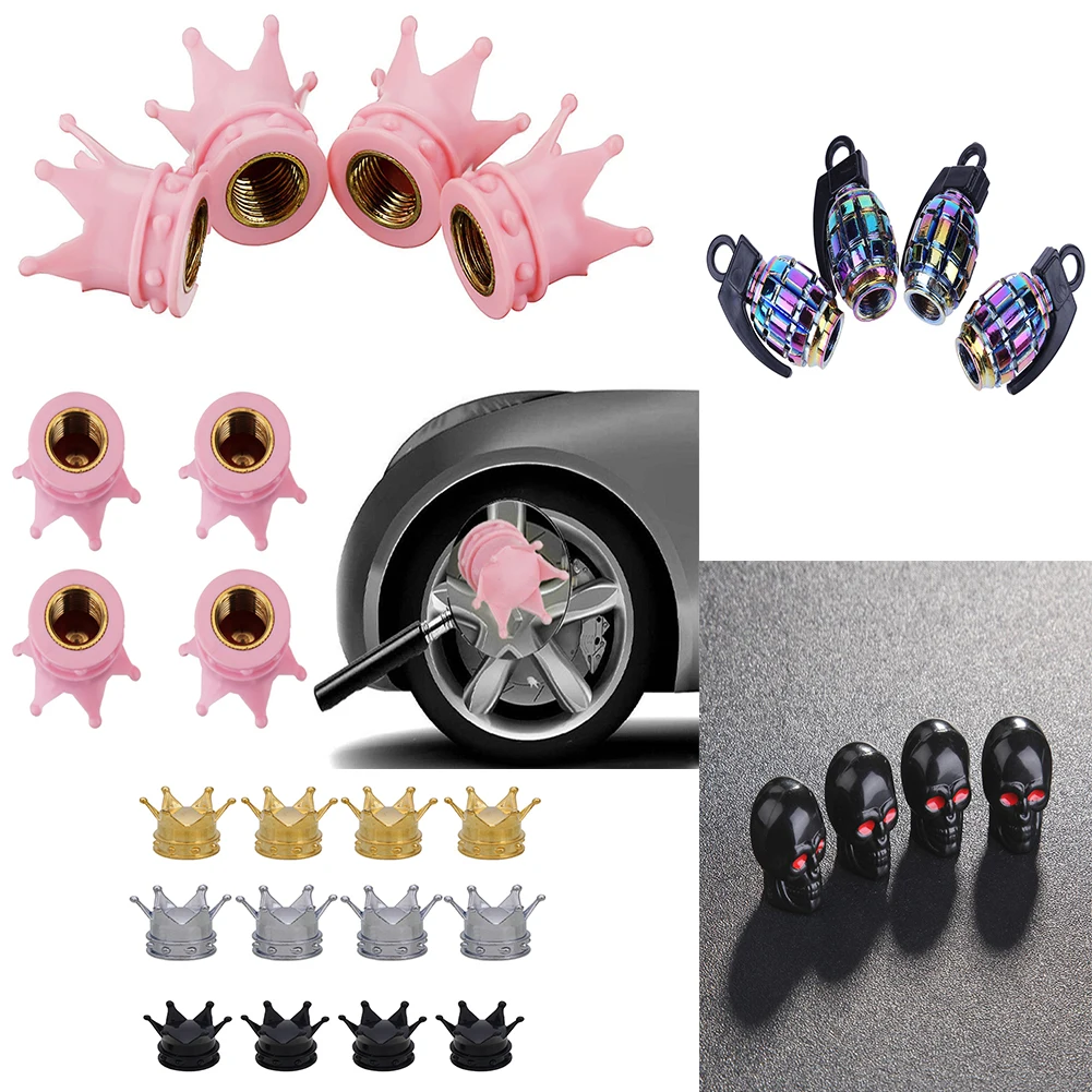 4 шт. Розовый Корона Форма авто Универсальный колеса автомобиля шин клапан крышки