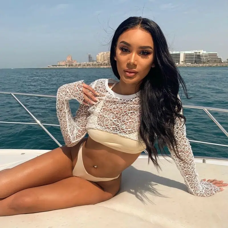 

Sexy Womens Fishnet Mesh See Through Long Sleeve Crop Tops Clubwear Cover Up