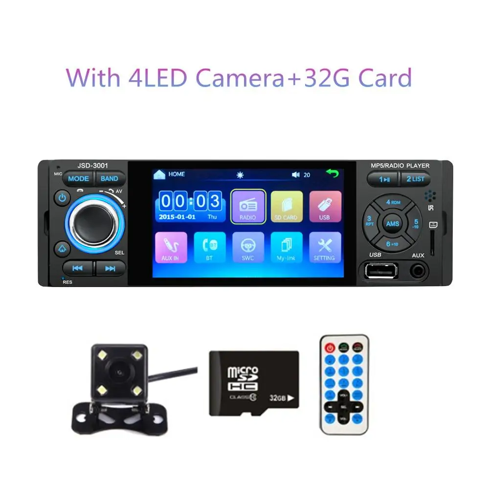 4LED camera 32G Card LTBFM " сенсорный экран автомобиля стерео Bluetooth автомобиля Радио 1 Din Зеркало Ссылка Авторадио аудио MP5 видео плеер USB/MP3/TF JSD3001 радио - Цвет: 4LED camera 32G Card