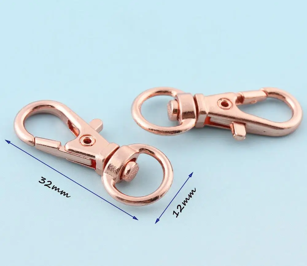 Зажимы для шнура металлические поворотные застежки-карабины под розовое золото