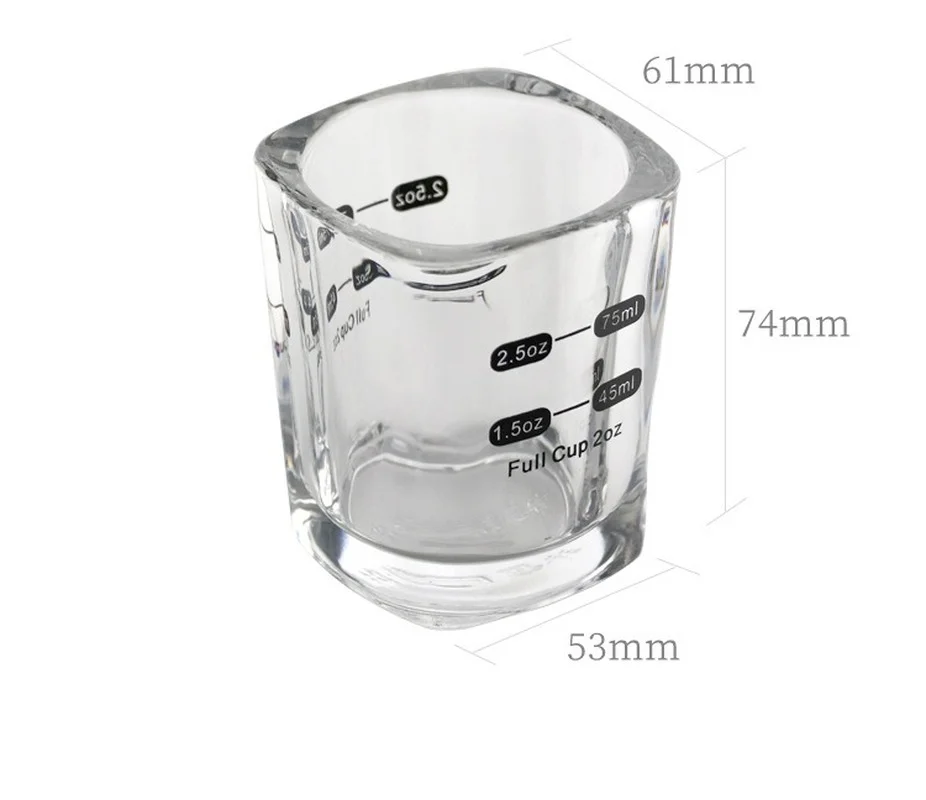 

45ml/75ml Coffee Cup Square Thickened Glass Ounce Cup Ounce Cup Graduated Measuring Cup Concentrated Cup Espresso Coffee Cup