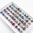 Винтажные металлические посеребренные ювелирные кольца с имитацией драгоценных камней 20 шт.лот для женщин и мужчин кольца оптом много штук