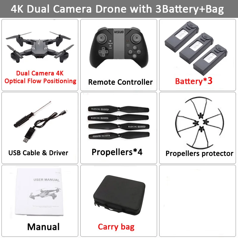 Set18 4K 3BAT CB Visuo XS816 RC Drone с 50-кратным зумом WiFi FPV 1080P или 4K Двойная камера Drone Оптический расход Quadcopter Складная Селфи Дрон Вертолет VS SG106 - Цвет: Set18 4K 3BAT CB