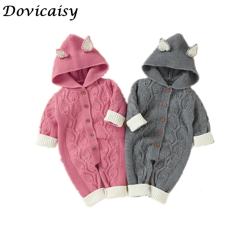 

Детский трикотажный свитер, комбинезон с капюшоном на пуговицах и длинными рукавами, комбинезон с медвежьими ушками, 2021, комплект теплой од...